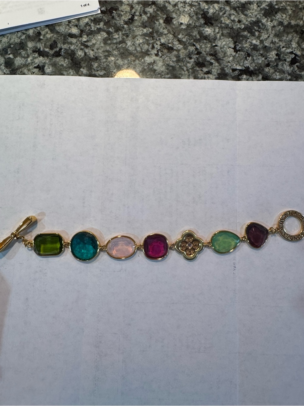 My flat in London Multicolor Gemstone Link Bracelet in Gold